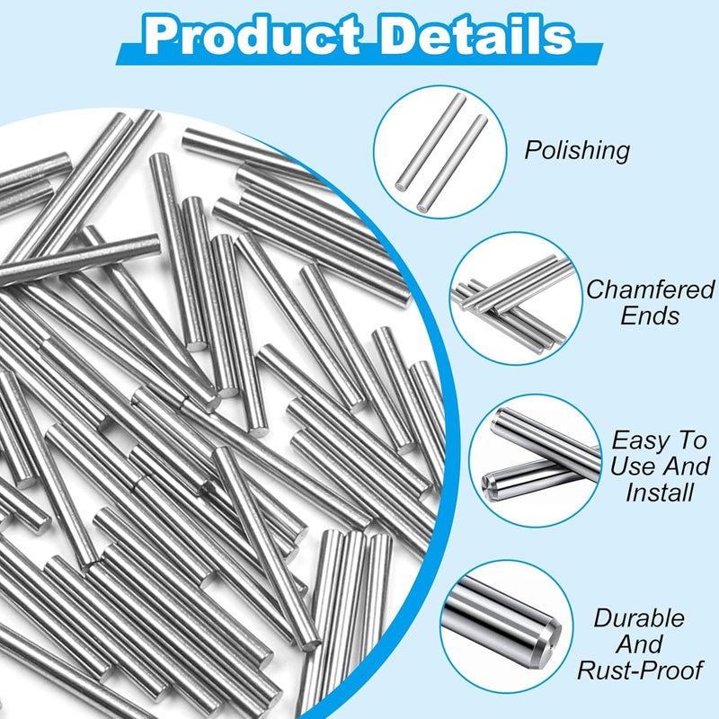 Yinpecly 35 Pcs 5mm x 40mm Shelves Dowel Pin,304 Stainless Steel Dowel Pin, Shelf Support Pegs Pin Metal Bookshelf Pegs Support for Cabinet Furniture Fixing Component Position - Image 3